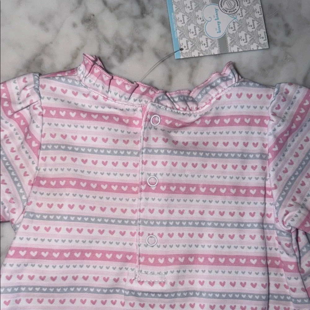 NWT Kissy Kissy Pink & White Striped Ruffle Baby Set